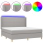 vidaXL Letto a Molle Materasso e LED Grigio Chiaro 160x200 cm Tessuto vidaXL Letto a Molle Materasso e LED Grigio Chiaro 160x200 cm Tessuto