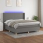 Letto a Molle Materasso e LED Grigio Scuro 160x200cm in Tessuto Letto a Molle Materasso e LED Grigio Scuro 160x200cm in Tessuto