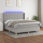 Letto a Molle Materasso e LED Grigio Chiaro 180x200 cm Tessuto Letto a Molle Materasso e LED Grigio Chiaro 180x200 cm Tessuto