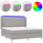 Letto a Molle Materasso e LED Grigio Chiaro 180x200 cm Tessuto Letto a Molle Materasso e LED Grigio Chiaro 180x200 cm Tessuto