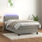 Letto a Molle Materasso e LED Grigio Chiaro 90x200 cm Velluto Letto a Molle Materasso e LED Grigio Chiaro 90x200 cm Velluto
