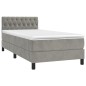 Letto a Molle Materasso e LED Grigio Chiaro 90x200 cm Velluto Letto a Molle Materasso e LED Grigio Chiaro 90x200 cm Velluto