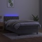 Letto a Molle Materasso e LED Grigio Chiaro 90x200 cm Velluto Letto a Molle Materasso e LED Grigio Chiaro 90x200 cm Velluto