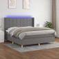 vidaXL Letto a Molle Materasso e LED Grigio Scuro 180x200cm in Tessuto vidaXL Letto a Molle Materasso e LED Grigio Scuro 180x200cm in Tessuto