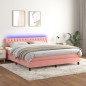 Letto a Molle con Materasso e LED Rosa 160x200 cm in Velluto Letto a Molle con Materasso e LED Rosa 160x200 cm in Velluto