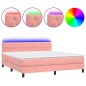 Letto a Molle con Materasso e LED Rosa 160x200 cm in Velluto Letto a Molle con Materasso e LED Rosa 160x200 cm in Velluto