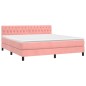 Letto a Molle con Materasso e LED Rosa 160x200 cm in Velluto Letto a Molle con Materasso e LED Rosa 160x200 cm in Velluto