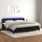 Letto a Molle con Materasso e LED Nero 200x200 cm in Velluto Letto a Molle con Materasso e LED Nero 200x200 cm in Velluto