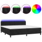 Letto a Molle con Materasso e LED Nero 200x200 cm in Velluto Letto a Molle con Materasso e LED Nero 200x200 cm in Velluto