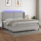 Letto a Molle Materasso e LED Grigio Chiaro 200x200 cm Tessuto Letto a Molle Materasso e LED Grigio Chiaro 200x200 cm Tessuto