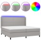 Letto a Molle Materasso e LED Grigio Chiaro 200x200 cm Tessuto Letto a Molle Materasso e LED Grigio Chiaro 200x200 cm Tessuto