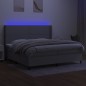 Letto a Molle Materasso e LED Grigio Chiaro 200x200 cm Tessuto Letto a Molle Materasso e LED Grigio Chiaro 200x200 cm Tessuto