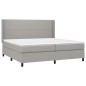 Letto a Molle Materasso e LED Grigio Chiaro 200x200 cm Tessuto Letto a Molle Materasso e LED Grigio Chiaro 200x200 cm Tessuto