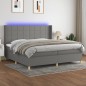 Letto a Molle Materasso e LED Grigio Scuro 200x200cm in Tessuto Letto a Molle Materasso e LED Grigio Scuro 200x200cm in Tessuto