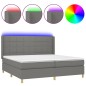 Letto a Molle Materasso e LED Grigio Scuro 200x200cm in Tessuto Letto a Molle Materasso e LED Grigio Scuro 200x200cm in Tessuto