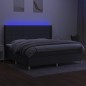 Letto a Molle Materasso e LED Grigio Scuro 200x200cm in Tessuto Letto a Molle Materasso e LED Grigio Scuro 200x200cm in Tessuto