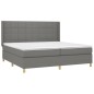 Letto a Molle Materasso e LED Grigio Scuro 200x200cm in Tessuto Letto a Molle Materasso e LED Grigio Scuro 200x200cm in Tessuto