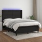 Letto a Molle con Materasso e LED Nero 140x190 cm in Tessuto Letto a Molle con Materasso e LED Nero 140x190 cm in Tessuto