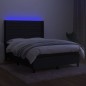 Letto a Molle con Materasso e LED Nero 140x190 cm in Tessuto Letto a Molle con Materasso e LED Nero 140x190 cm in Tessuto