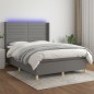 Letto a Molle Materasso e LED Grigio Scuro 140x190cm in Tessuto Letto a Molle Materasso e LED Grigio Scuro 140x190cm in Tessuto