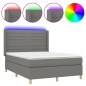 Letto a Molle Materasso e LED Grigio Scuro 140x190cm in Tessuto Letto a Molle Materasso e LED Grigio Scuro 140x190cm in Tessuto