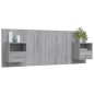 Testiera Letto con Comodini in Legno Multistrato Grigio Sonoma Testiera Letto con Comodini in Legno Multistrato Grigio Sonoma