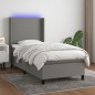 Letto a Molle Materasso e LED Grigio Scuro 90x200 cm in Tessuto Letto a Molle Materasso e LED Grigio Scuro 90x200 cm in Tessuto
