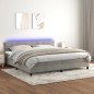 vidaXL Letto a Molle Materasso e LED Grigio Chiaro 200x200 cm Velluto vidaXL Letto a Molle Materasso e LED Grigio Chiaro 200x200 cm Velluto
