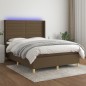 Letto a Molle Materasso e LED Marrone Scuro 140x200 cm Tessuto Letto a Molle Materasso e LED Marrone Scuro 140x200 cm Tessuto