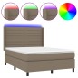 Letto a Molle con Materasso e LED Tortora 140x200 cm in Tessuto Letto a Molle con Materasso e LED Tortora 140x200 cm in Tessuto