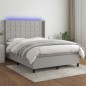 Letto a Molle Materasso e LED Grigio Chiaro 140x190 cm Tessuto Letto a Molle Materasso e LED Grigio Chiaro 140x190 cm Tessuto