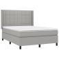 Letto a Molle Materasso e LED Grigio Chiaro 140x190 cm Tessuto Letto a Molle Materasso e LED Grigio Chiaro 140x190 cm Tessuto
