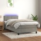 Letto a Molle Materasso e LED Grigio Chiaro 100x200 cm Velluto Letto a Molle Materasso e LED Grigio Chiaro 100x200 cm Velluto
