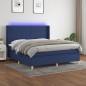 Letto a Molle con Materasso e LED Blu 180x200 cm in Tessuto Letto a Molle con Materasso e LED Blu 180x200 cm in Tessuto