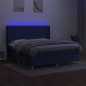 Letto a Molle con Materasso e LED Blu 180x200 cm in Tessuto Letto a Molle con Materasso e LED Blu 180x200 cm in Tessuto