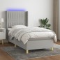 Letto a Molle Materasso e LED Grigio Chiaro 90x200 cm Tessuto Letto a Molle Materasso e LED Grigio Chiaro 90x200 cm Tessuto