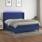 Letto a Molle con Materasso e LED Blu 180x200 cm in Tessuto Letto a Molle con Materasso e LED Blu 180x200 cm in Tessuto