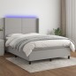 Letto a Molle Materasso e LED Grigio Chiaro 140x200 cm Tessuto Letto a Molle Materasso e LED Grigio Chiaro 140x200 cm Tessuto