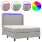 Letto a Molle Materasso e LED Grigio Chiaro 140x200 cm Tessuto Letto a Molle Materasso e LED Grigio Chiaro 140x200 cm Tessuto