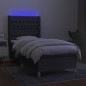 vidaXL Letto a Molle Materasso e LED Grigio Scuro 90x190 cm in Tessuto vidaXL Letto a Molle Materasso e LED Grigio Scuro 90x190 cm in Tessuto