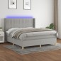Letto a Molle Materasso e LED Grigio Chiaro 180x200 cm Tessuto Letto a Molle Materasso e LED Grigio Chiaro 180x200 cm Tessuto