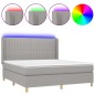 Letto a Molle Materasso e LED Grigio Chiaro 180x200 cm Tessuto Letto a Molle Materasso e LED Grigio Chiaro 180x200 cm Tessuto