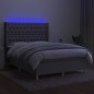 vidaXL Letto a Molle Materasso e LED Grigio Chiaro 140x200 cm Tessuto vidaXL Letto a Molle Materasso e LED Grigio Chiaro 140x200 cm Tessuto