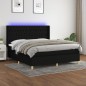 vidaXL Letto a Molle con Materasso e LED Nero 160x200 cm in Tessuto vidaXL Letto a Molle con Materasso e LED Nero 160x200 cm in Tessuto