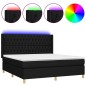 vidaXL Letto a Molle con Materasso e LED Nero 160x200 cm in Tessuto vidaXL Letto a Molle con Materasso e LED Nero 160x200 cm in Tessuto