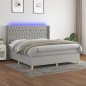 vidaXL Letto a Molle Materasso e LED Grigio Chiaro 160x200 cm Tessuto vidaXL Letto a Molle Materasso e LED Grigio Chiaro 160x200 cm Tessuto