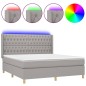 vidaXL Letto a Molle Materasso e LED Grigio Chiaro 160x200 cm Tessuto vidaXL Letto a Molle Materasso e LED Grigio Chiaro 160x200 cm Tessuto