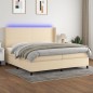 Letto a Molle Materasso e LED bianco 200x200cm in Tessuto Letto a Molle Materasso e LED bianco 200x200cm in Tessuto