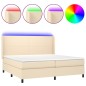 Letto a Molle Materasso e LED bianco 200x200cm in Tessuto Letto a Molle Materasso e LED bianco 200x200cm in Tessuto