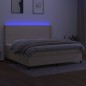 Letto a Molle Materasso e LED bianco 200x200cm in Tessuto Letto a Molle Materasso e LED bianco 200x200cm in Tessuto